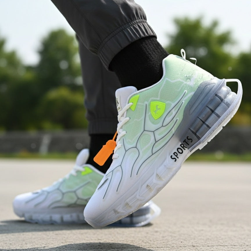 green thunder flame sneakers