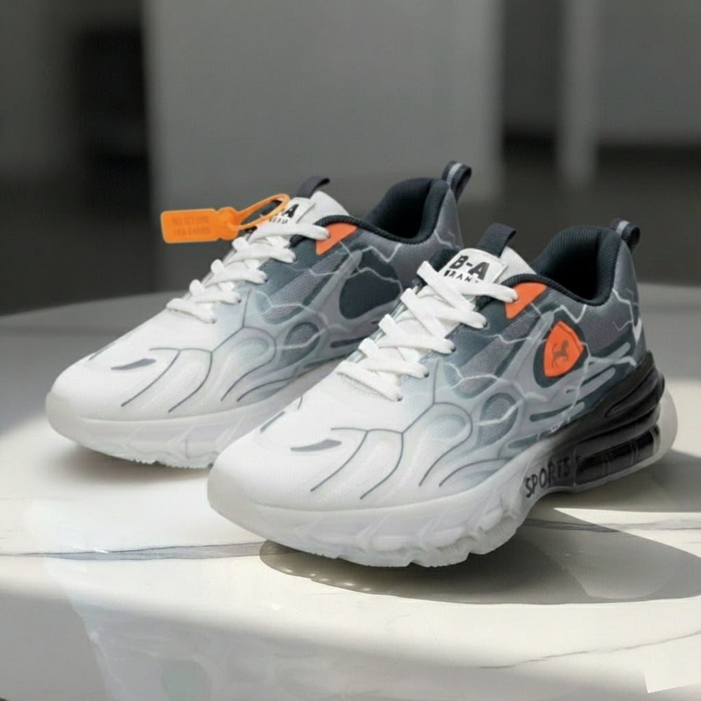 black & white thunder flame sneakers