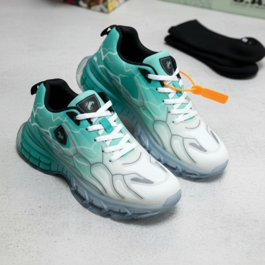 green thunder flame sneakers