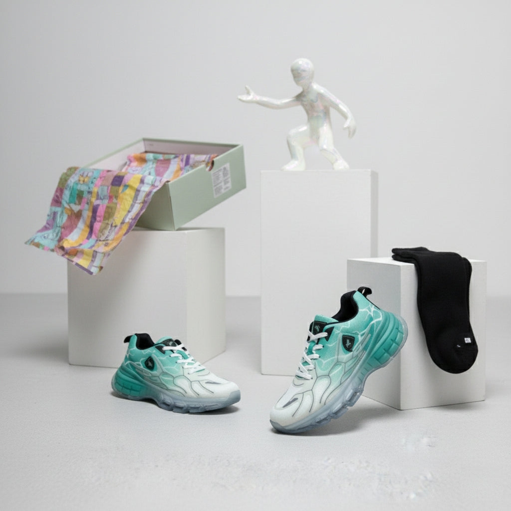 green thunder flame sneakers