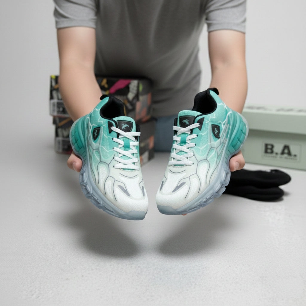 green thunder flame sneakers