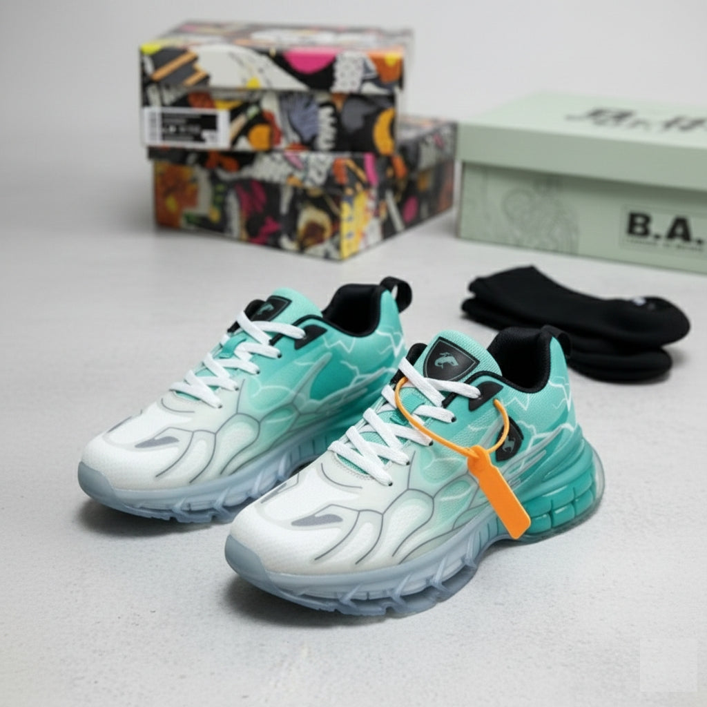 green thunder flame sneakers