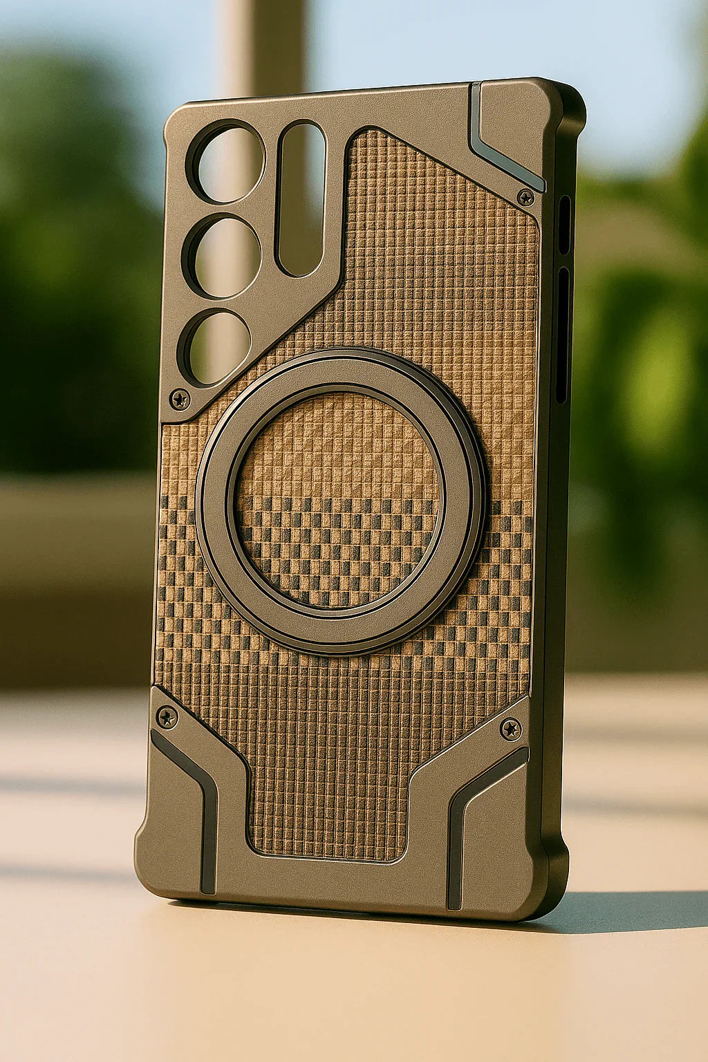 Heavy-Duty Armor Woven Back Case – Magnetic Ring Edition